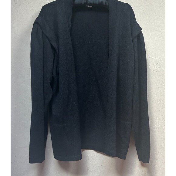 St. John by Marie Gray Womens Sz 12 Cardigan Sweater Open Front Knit Solid Black - Picture 1 of 8